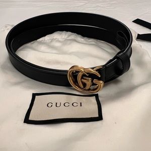 Black, thin, gucci belt
